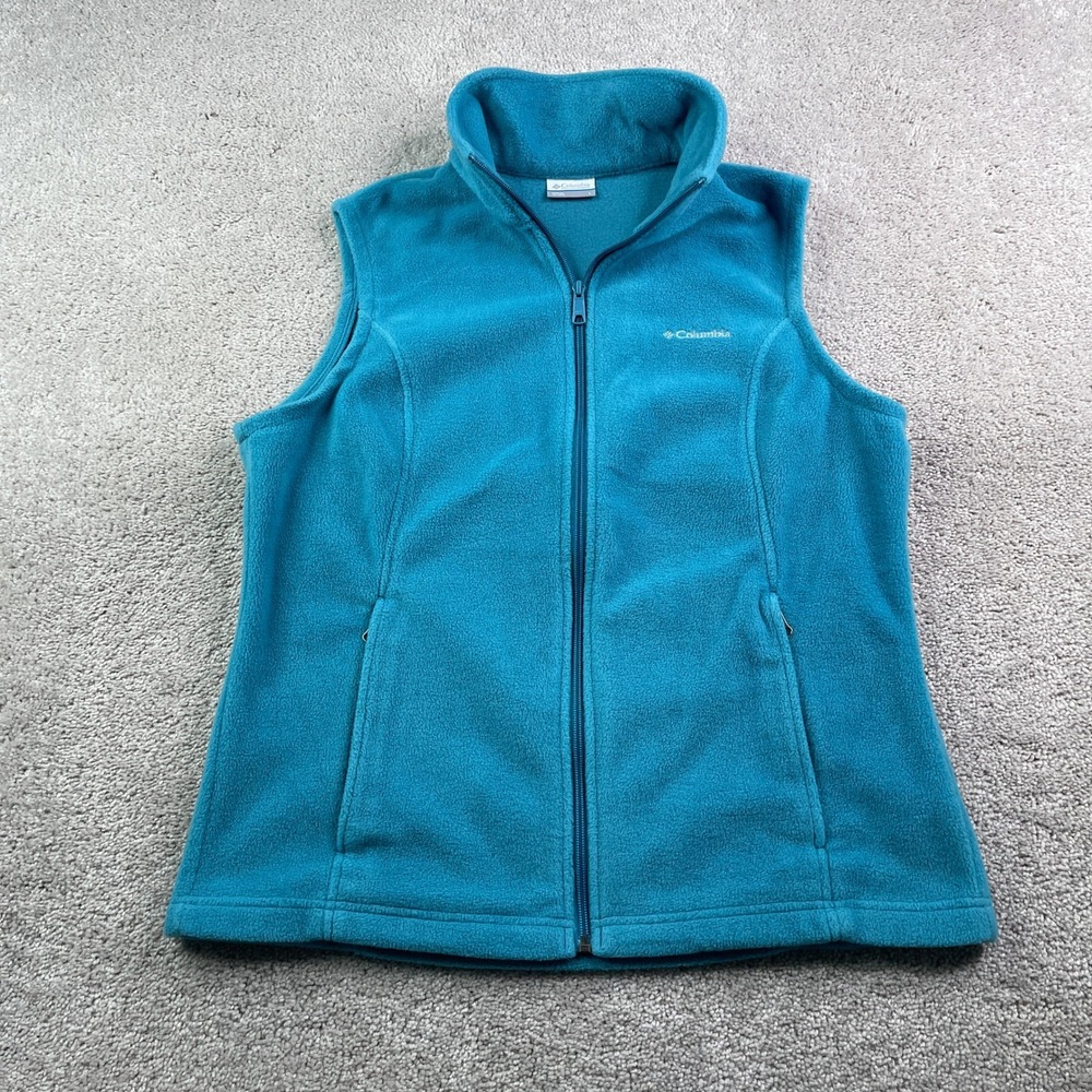 Columbia Vest Women Large Blue Fleece Benton Springs Full Zip‎ Outdoor Hiking
